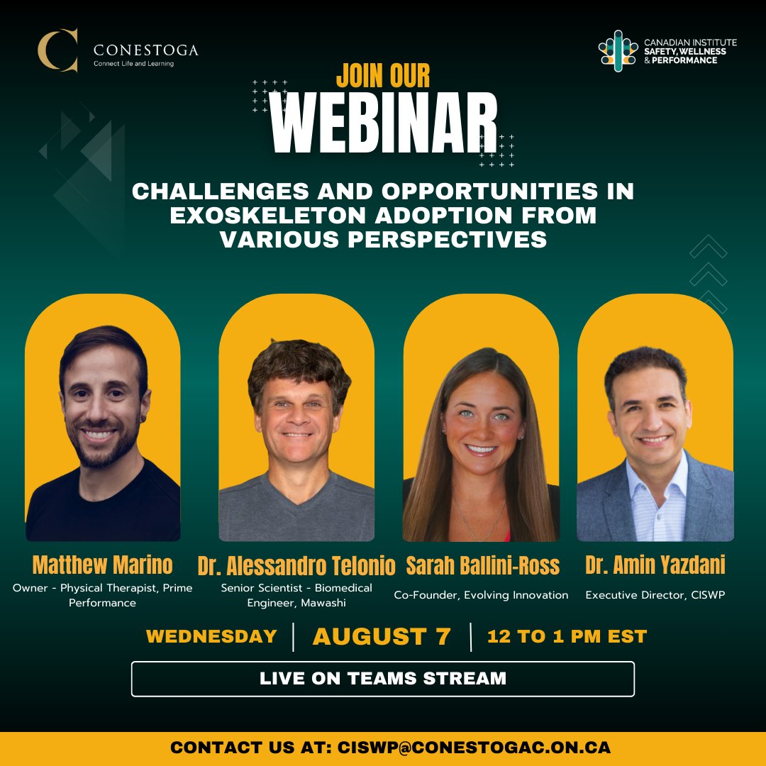 Register for our free webinar: bit.ly/CISWP6

Join our panel of experts to explore the benefits of exoskeletons in reducing workplace injuries, how exoskeletons can improve job accessibility, challenges faced by exoskeleton manufacturers and designers, and more!