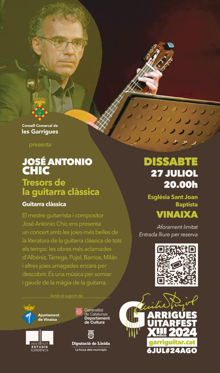 Garrigues Guitar Festival Memorial Emili Pujol (@garriguitar) on Twitter photo Dissabte concert a Vinaixa i a les 10 de la nit l'Ajuntament us convida al bany nocturn i música a les piscines. No us oblideu del banyador 🩳🩱
Entrada lliure al concert per reserva 👉🏽 eventbrite.com/e/923142553227…
<a href="/catalunyamusica/">Catalunya Música</a> <a href="/LleidaTV/">Lleida TV</a> <a href="/lleidacom/">LLEIDA.COM</a> <a href="/324cat/">324.cat</a> <a href="/GarriguesTV/">Les Garrigues TV</a> <a href="/8tvcat/">8tv.cat</a> Dissabte concert a Vinaixa i a les 10 de la nit l'Ajuntament us convida al bany nocturn i música a les piscines. No us oblideu del banyador 🩳🩱
Entrada lliure al concert per reserva 👉🏽 eventbrite.com/e/923142553227…
<a href="/catalunyamusica/">Catalunya Música</a> <a href="/LleidaTV/">Lleida TV</a> <a href="/lleidacom/">LLEIDA.COM</a> <a href="/324cat/">324.cat</a> <a href="/GarriguesTV/">Les Garrigues TV</a> <a href="/8tvcat/">8tv.cat</a>