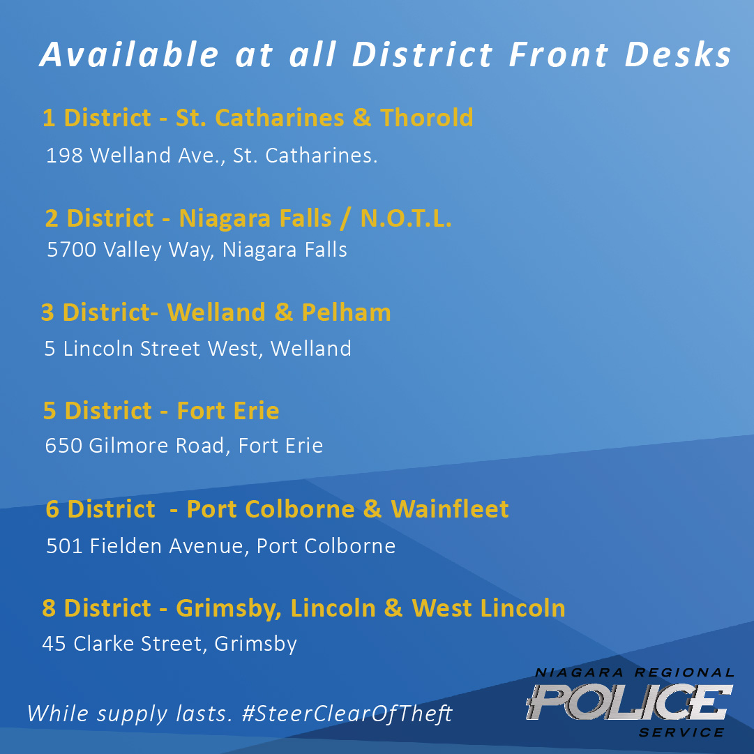 Free Faraday Bags are now available at all of our district front desks. Faraday bags are an excellent tool to help #ProtectYourRide from auto theft by blocking radio frequencies emitted by key fobs.

Learn more: niagarapolice.ca/en/news/auto-t…

#SteerClearOfTheft #AutoTheftPrevention