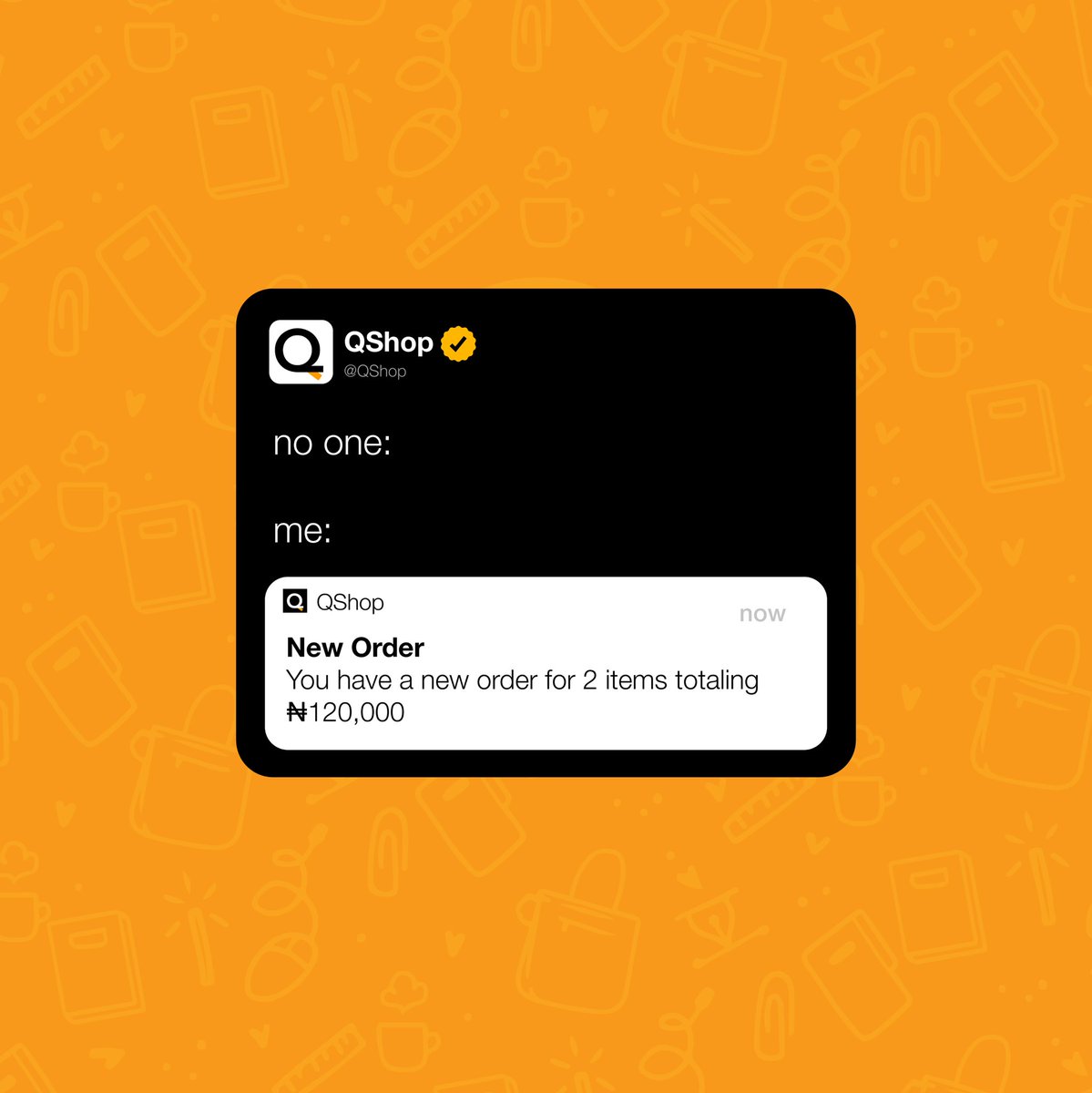 QShopTech's tweet photo. Nothing beats that ding! of a new QShop order notification!
Skip the DM hassle and share your QShop store link with your customer!
Time to pack some happiness📦
#qshop #qshopnigeria #packanorder #ordernotification https://t.co/fIfRuvWHWZ