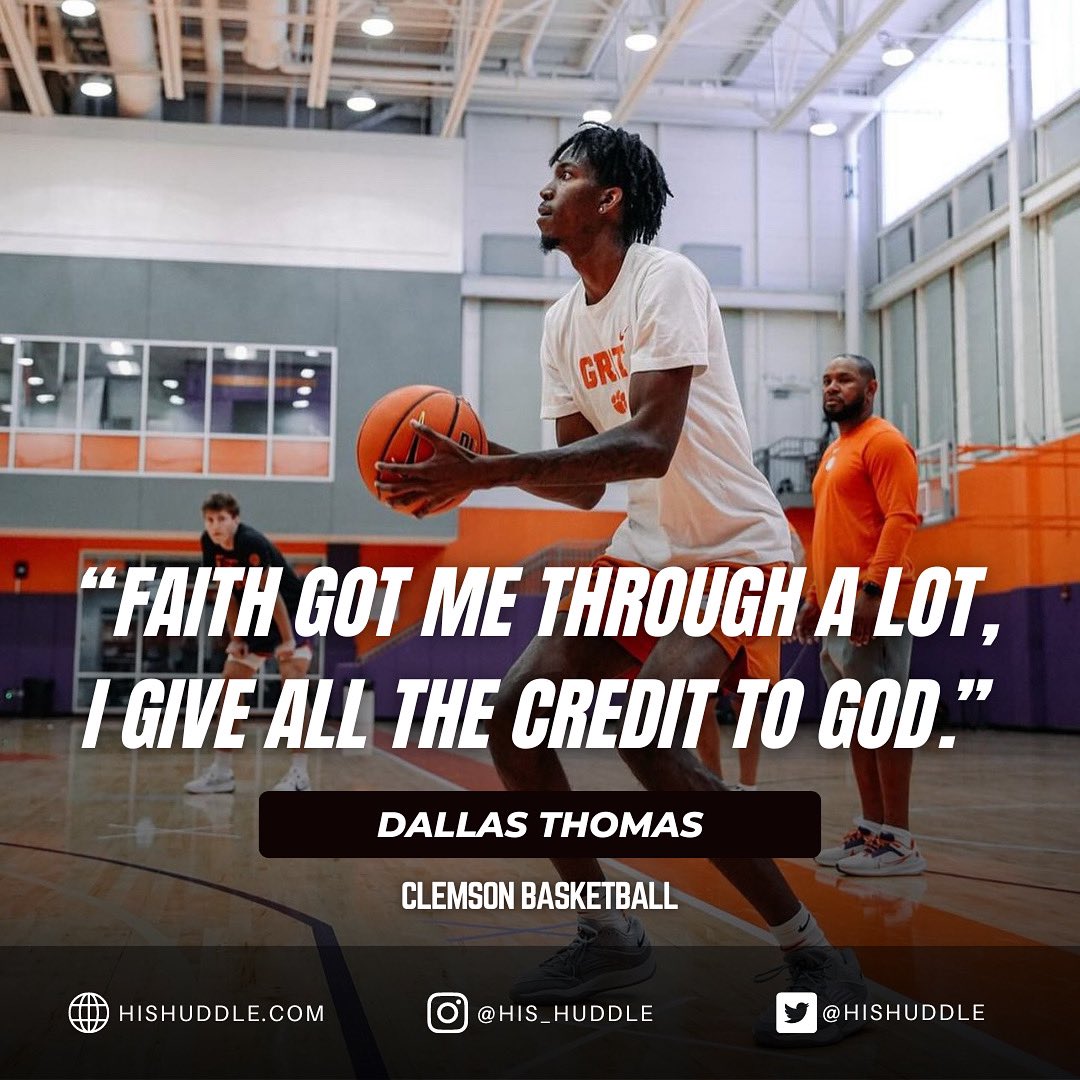 As Clemson freshman Dallas Thomas prepares to take the court for the Tigers, he says faith has gotten him to where he is today.

Read as Dallas opens up about his story and how he hopes to spread positivity at the link below.

hishuddle.com/2024/07/25/dal…