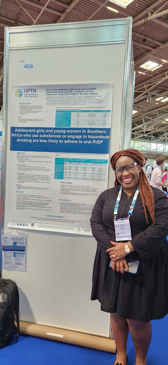 HlahlaKudzai's tweet photo. Hazardous alcohol and substance  use have the potential to set back PrEP gains in those who need it the most. Thank you, #AIDS2024, for giving me a platform to highlight this work.. https://t.co/hvJ9Pgy5dj