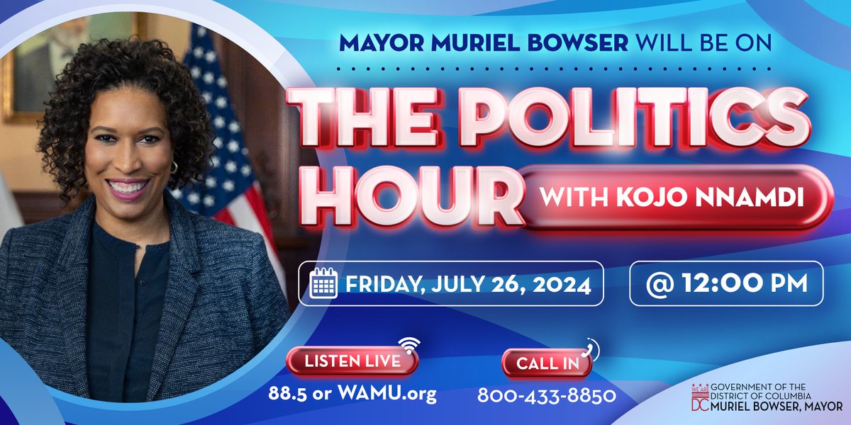 I'm joining Kojo Nnamdi and Michael Brice-Saddler on The Politics Hour tomorrow at 12PM🎙️

Call in📞800-433-8850
Listen live➡️88.5 or WAMU.org