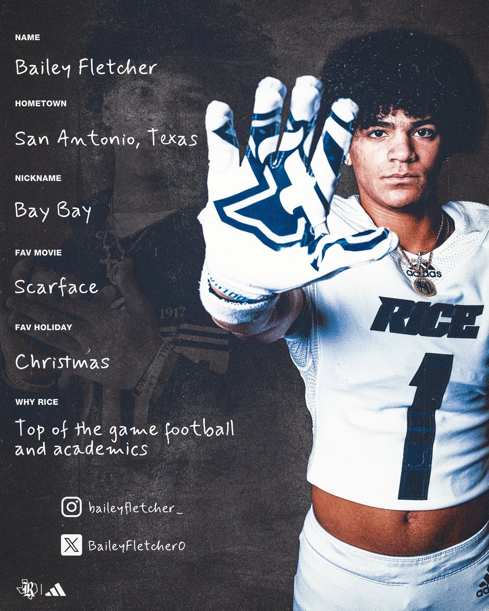 Rice Football (@ricefootball) on Twitter photo ๐๐ฅ๐๐ฆ๐ ๐๐๐๐๐ฆ ๐
Meet Freshman Cornerback, <a href="/BaileyFletcher0/">Bailey Fletcher</a> ๐
Give him a Follow on his Socials ๐ฑ
#GoOwls๐ x #RFND ๐๐ฅ๐๐ฆ๐ ๐๐๐๐๐ฆ ๐
Meet Freshman Cornerback, <a href="/BaileyFletcher0/">Bailey Fletcher</a> ๐
Give him a Follow on his Socials ๐ฑ
#GoOwls๐ x #RFND