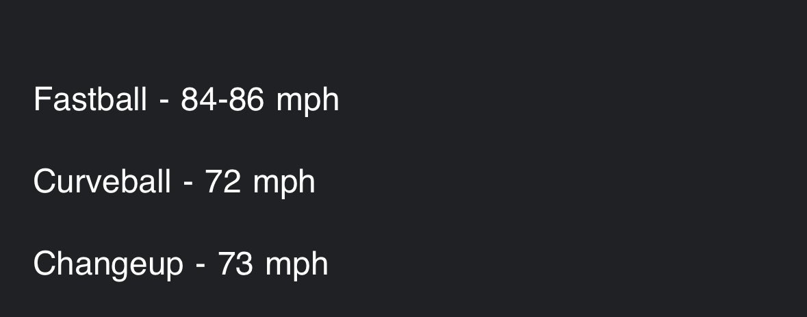@jackcumberland (@jackcumberland9) on Twitter photo Had a fun time at the <a href="/LegacyMI_BAS/">Legacy Baseball</a> showcase! Here are my metrics:
<a href="/LegacyFordo/">Ryan Ford</a> <a href="/LegacyBoak/">Colin Boak</a> <a href="/coach_ES20/">Erich Stephenson</a> <a href="/slyonbaseball/">South Lyon Baseball</a>
drive.google.com/file/d/1SmKKMo… Had a fun time at the <a href="/LegacyMI_BAS/">Legacy Baseball</a> showcase! Here are my metrics:
<a href="/LegacyFordo/">Ryan Ford</a> <a href="/LegacyBoak/">Colin Boak</a> <a href="/coach_ES20/">Erich Stephenson</a> <a href="/slyonbaseball/">South Lyon Baseball</a>
drive.google.com/file/d/1SmKKMo…