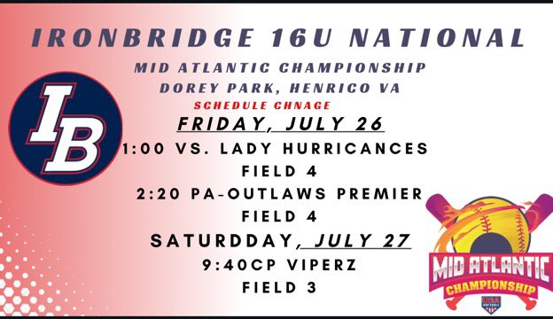 Schedule change for this weekend.