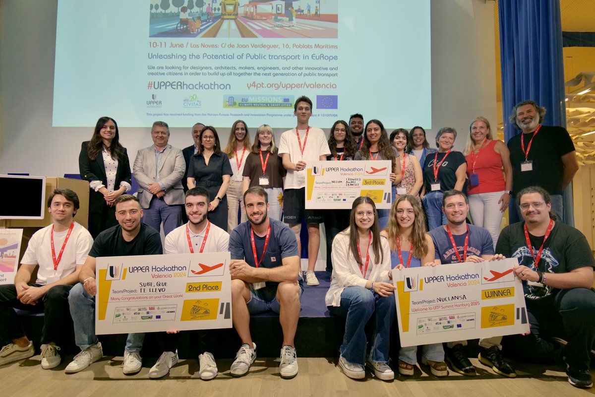 Y4PT's tweet image. 👏 Many congrats to🚀 #UPPERhackathon winning project &amp;amp; all the other teams on their great work in 🌉 #Valencia 🇪🇸! Cheers! 🥳

🇪🇺 #UPPERprojectEU: 💡 Building up all together the next generation of 🚦#PublicTransport

+Info: y4pt.org/upper/valencia

#EUGreenDeal #NetZero #H2020