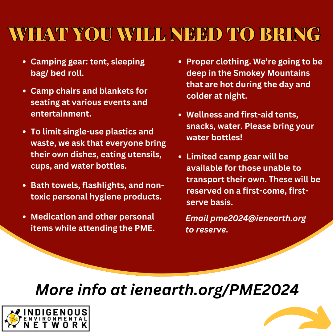 IENearth's tweet image. We are one week away from the 18th Protecting Mother Earth Conference! As the PME approaches please look through these slides and visit our website to know what to bring, what we will provide and other important information! Learn more at ienearth.org/PME2024 #PME2024
