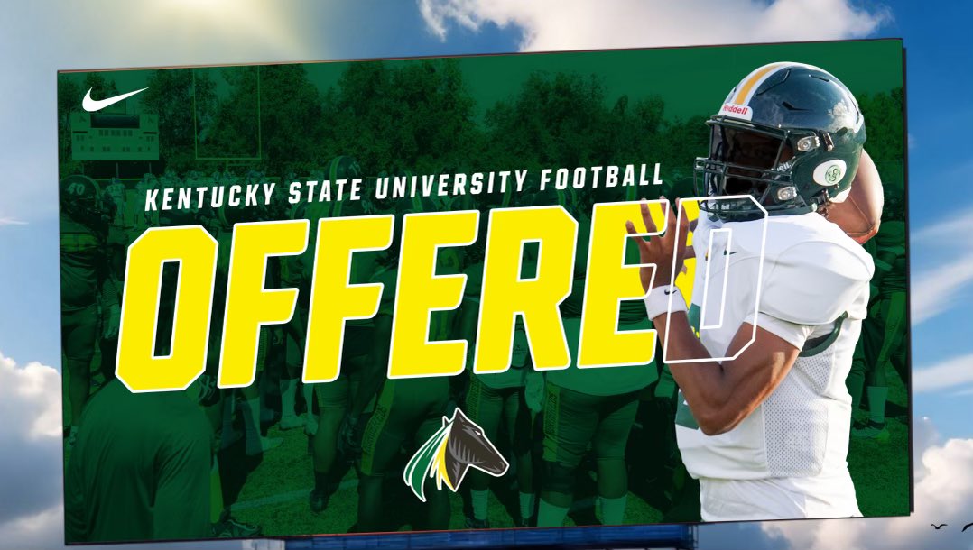 After a great talk with <a href="/Coach_MSanchez/">Marco Sanchez</a> I am blessed to receive my first offer from Kentucky State!@F_Huggins80 <a href="/charrell2323/">Chris Harrell</a> <a href="/CoachDLlorens/">COACH Llorens Dutchtown</a> <a href="/DutchtownFB/">Dutchtown Football</a> <a href="/JohnEadsWAFB/">John Eads WAFB-TV</a>