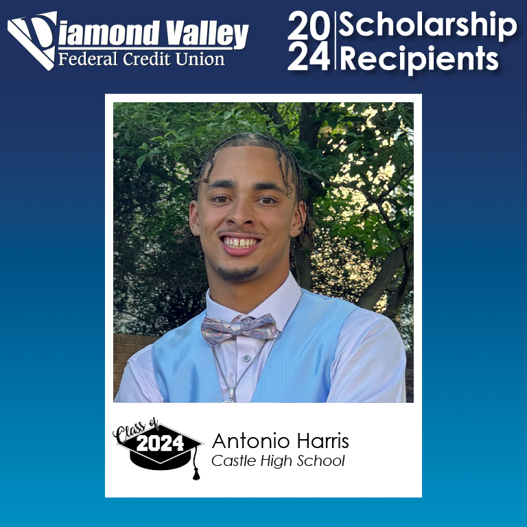 🎓2024 Diamond Valley Scholarship Recipient: 
Antonio Harris is a graduate of Castle High School. He plans on attending Purdue University in the fall, where she plans to major in Business Finance with the goal of becoming a business owner.
👉diamondvalleyfcu.org/blog/announcin…
