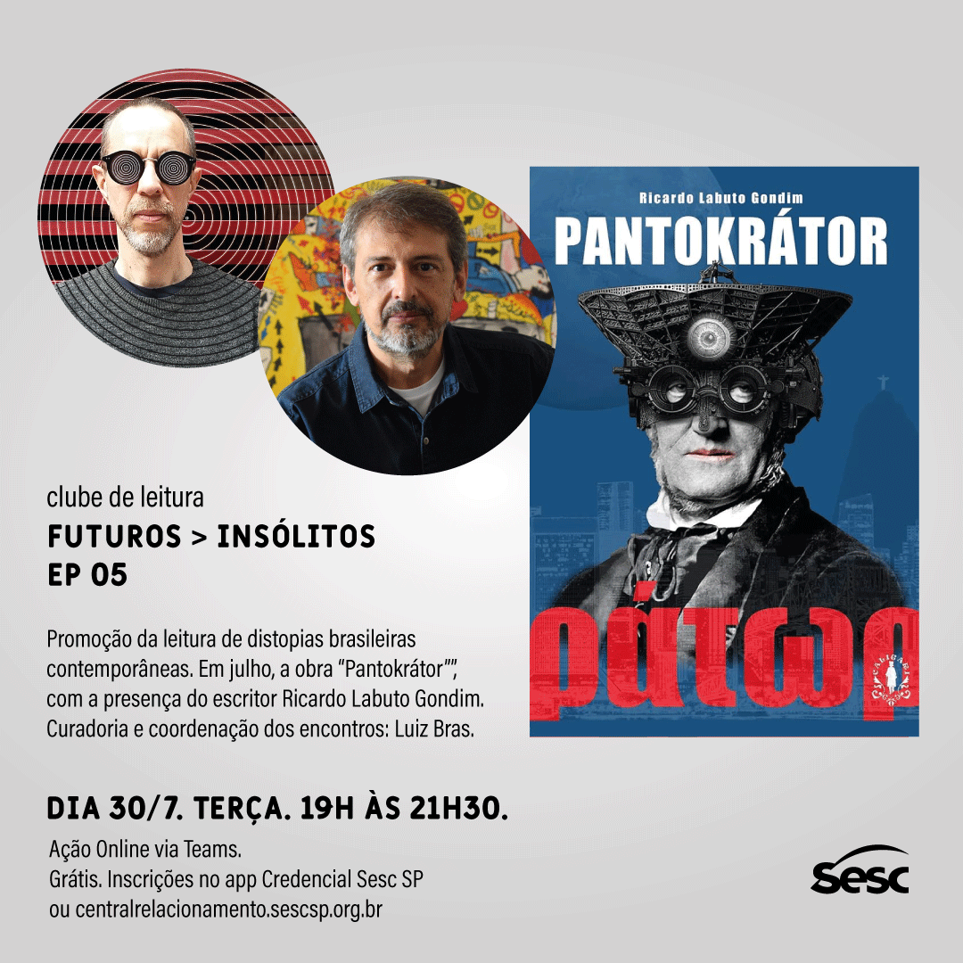 O Clube de Leitura deste mês discute a obra "Pantokrátor", de Ricardo Labuto Gondim. Quem ainda não se inscreveu, ainda há tempo: centralrelacionamento.sescsp.org.br