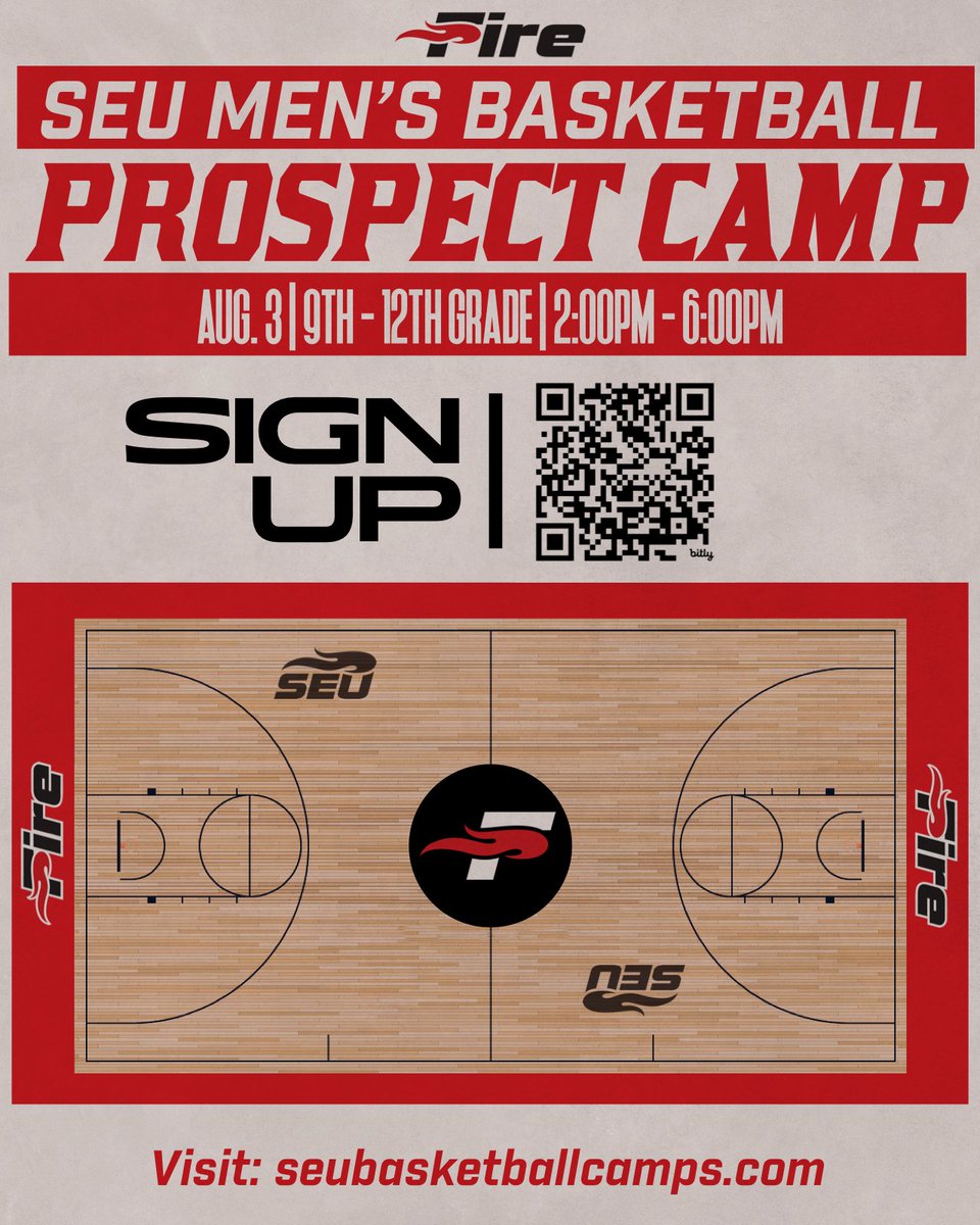 Tyler Savage (@coachsavage10) on Twitter photo Time is running out to sign up for <a href="/SEUFireMBB/">Southeastern Men's Basketball</a> Prospect Camp on August 3rd!
🏀Meet and play in front of our staff
🏀Visit Campus
🏀Recruiting Session
Sign up at SEUBasketballCamps.com
Be seen by our staff, make your mark! Time is running out to sign up for <a href="/SEUFireMBB/">Southeastern Men's Basketball</a> Prospect Camp on August 3rd!
🏀Meet and play in front of our staff
🏀Visit Campus
🏀Recruiting Session
Sign up at SEUBasketballCamps.com
Be seen by our staff, make your mark!