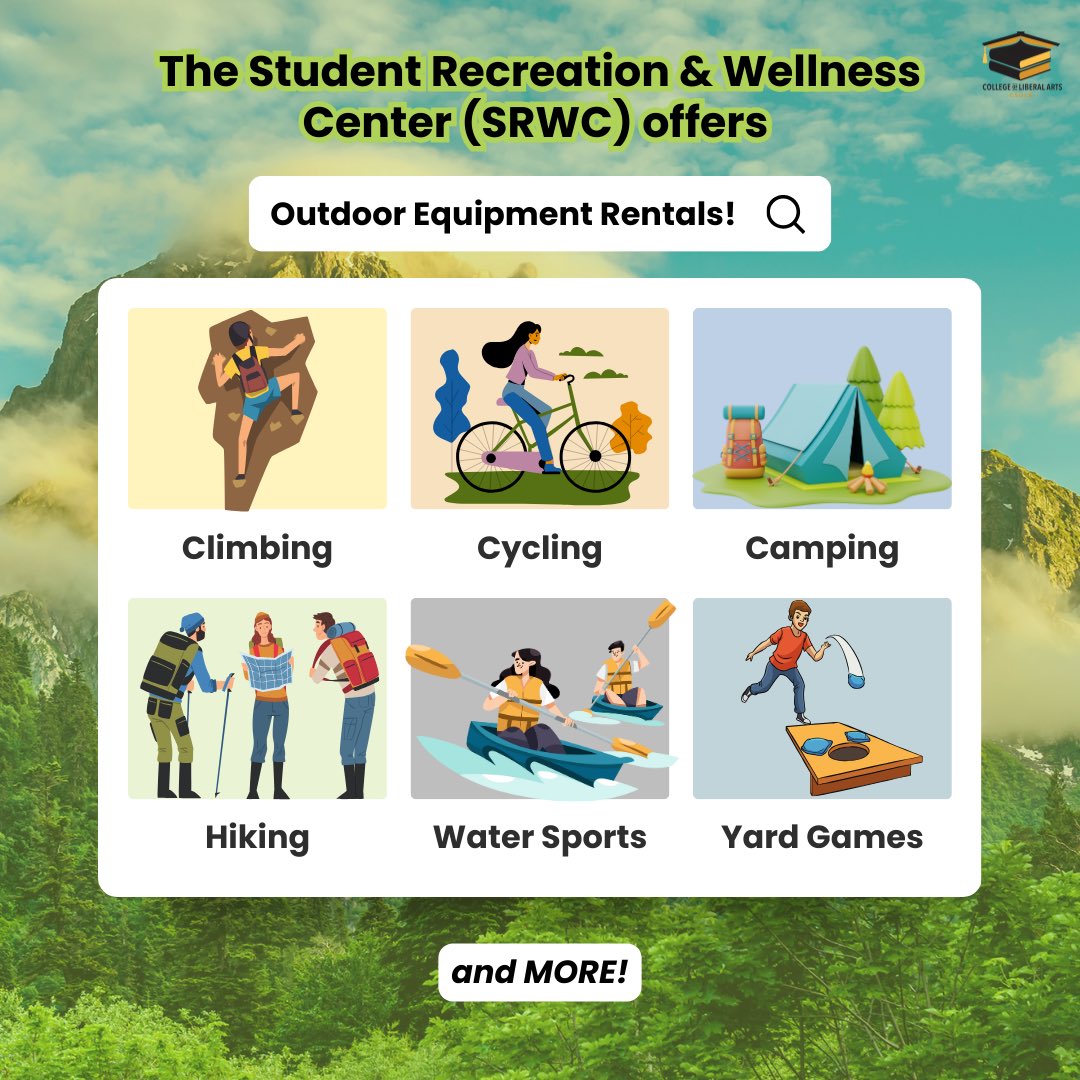 csulbcla's tweet photo. 😱 Did you know that the Student Recreation &amp; Wellness Center offers a large variety of equipment that YOU can rent?!?

☀️ Outdoor Equipment rentals are available at the SRWC Rock Wall during regular Rock Wall / Outdoor Shop hours. https://t.co/fAORHGfttH