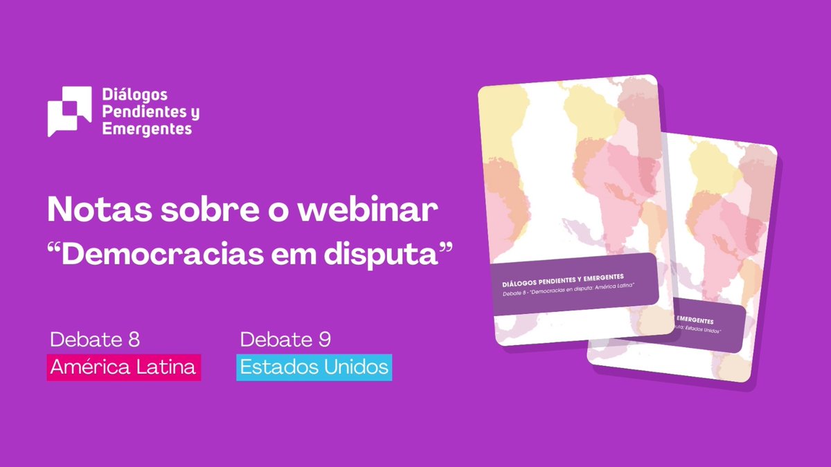 📢 LANÇAMENTO | Notas sobre o webinar “Democracias em disputa" 

📅 O fórum de debates “Diálogos Pendentes e Emergentes” iniciou uma série de discussões em torno das muitas eleições de 2024 e seus reflexos nas democracias. Segue o 🧶 para entender o que já rolou até agora: