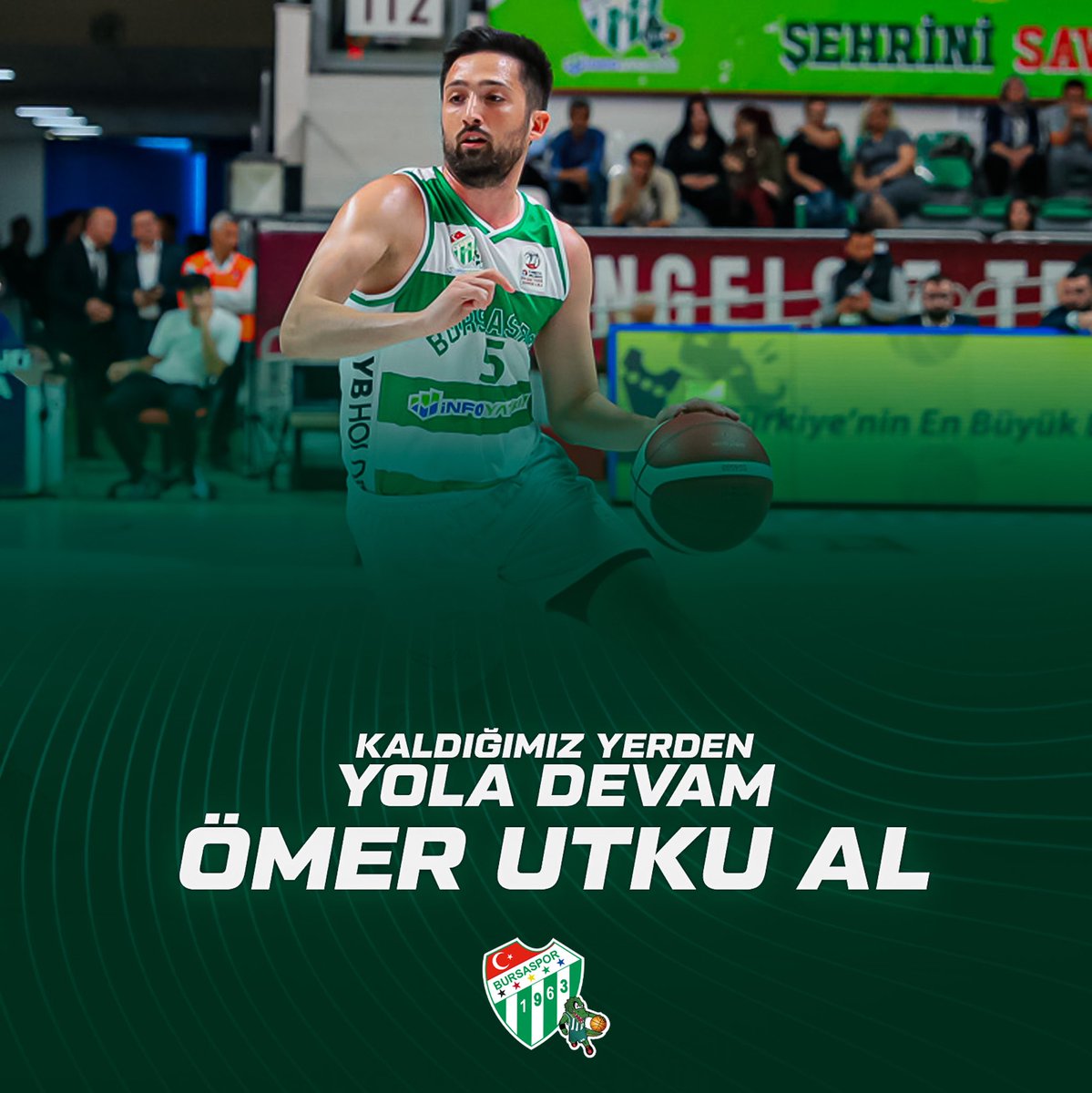 BsBasketbol's tweet photo. KALDIĞIMIZ YERDEN YOLA DEVAM 🤝 ÖMER UTKU AL

Kulübümüz geçtiğimiz sezon da takımızda yer alan Ömer Utku Al ile yeniden anlaşma sağladı.

Ömer Utku Al geçtiğimiz sezon Türkiye Sigorta Basketbol Süper Ligi'nde Bursaspor Basketbol formasıyla 15:32 dakika, 3,97 sayı, 1,45 ribaund ve 2,14 asist ortalamaları ile oynadı.

26 yaşındaki oyuncumuz Ömer Utku Al'a yeşil-beyazlı forma ile başarılar diliyoruz.

Ailemize hoş geldin Ömer Utku Al!