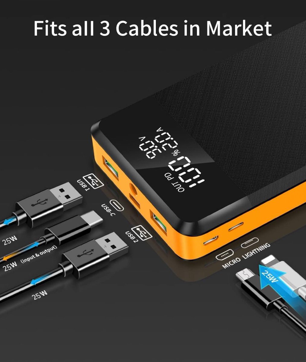 everythingplug0's tweet image. Suqorhm Portable Power Banks SP03
30,000mAh lithium battery capacity
3 output ports, 2 USB and 1 USB-C
3 input ports, USB-C, Micro, and Lightning
18W PD and QC 3.0 protocol support
LED digital display with status indicator