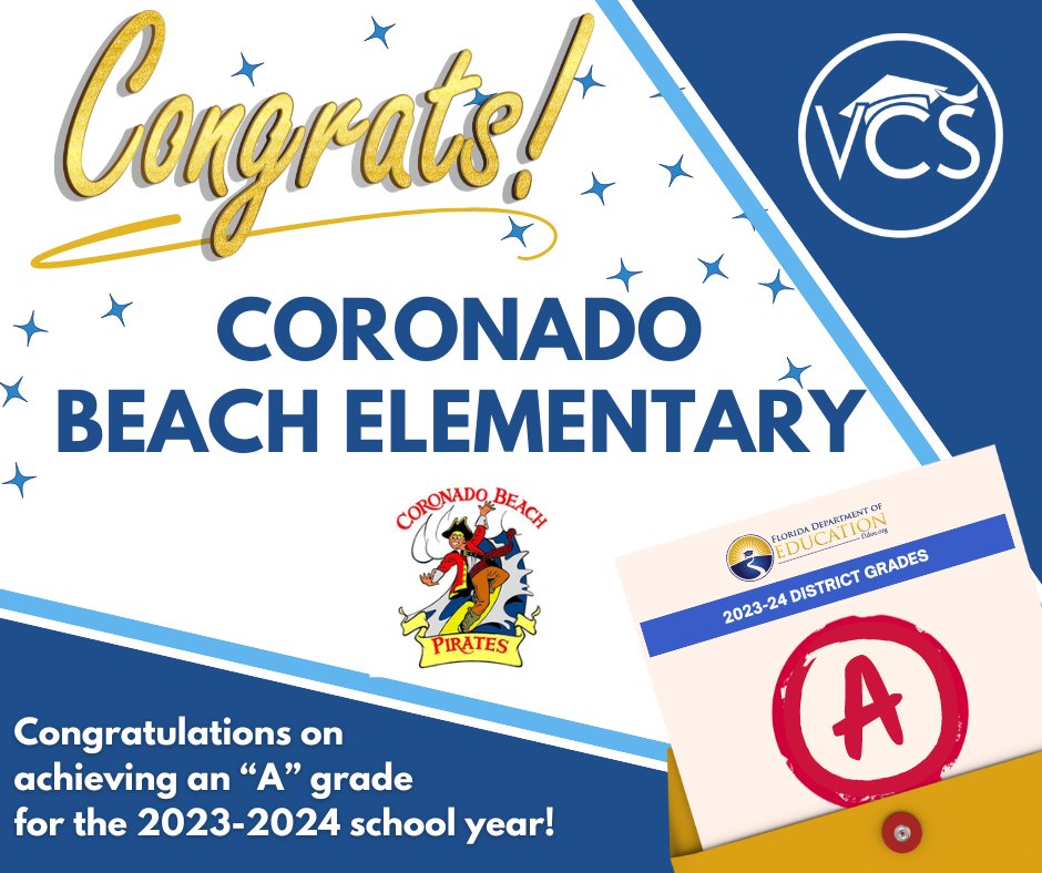 Volusia County Schools (@volusiaschools) on Twitter photo ππ΄ββ οΈ The Pirates of Coronado Beach Elementary are sailing to success with an A grade! VCS is so proud of our incredible students, teachers, and staff! #VCSSuccess <a href="/CBESPirates/">Coronado Beach Elementary School</a> ππ΄ββ οΈ The Pirates of Coronado Beach Elementary are sailing to success with an A grade! VCS is so proud of our incredible students, teachers, and staff! #VCSSuccess <a href="/CBESPirates/">Coronado Beach Elementary School</a>