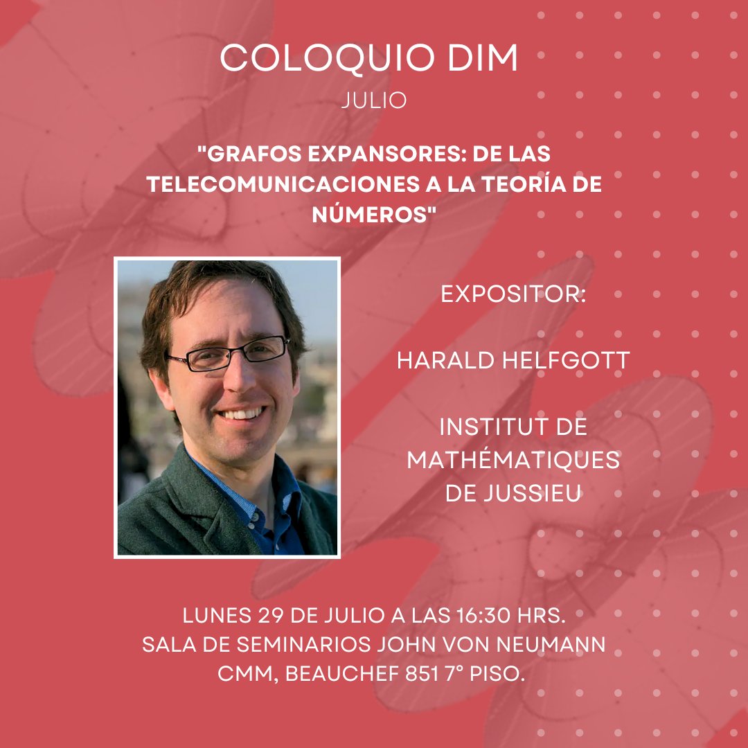 Próxima sesión del Coloquio DIM se llevará a cabo de manera excepcional el LUNES 29 de Julio.

Todos los detalles en nuestra web: dim.uchile.cl/category/coloq…