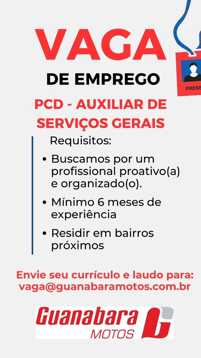 yasleiite's tweet photo. Divulgação de vaga de emprego!!!! https://t.co/x4c23ACPO0