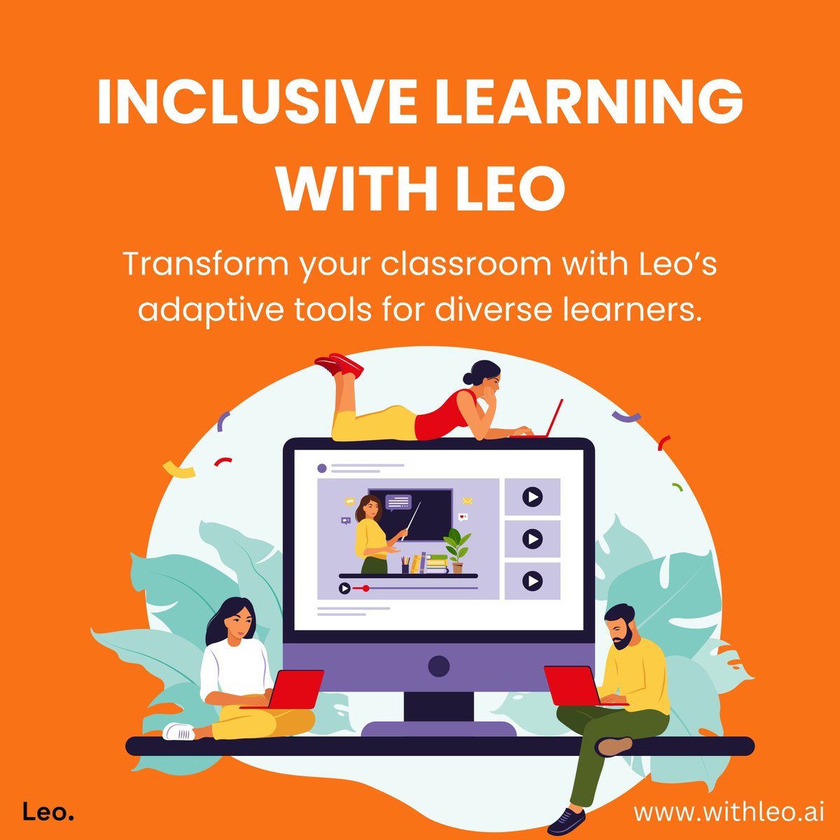 withLeoAI's tweet photo. Embrace inclusive education with Leo! 🌟 Discover how Leo's features support diverse learning needs at https://t.co/DhDXWwfh17. 

#AI #edtech #education #teaching #AIinEducation #TeacherTools #TeachingAssistants #EducationalAI https://t.co/VBxEpLCfeE