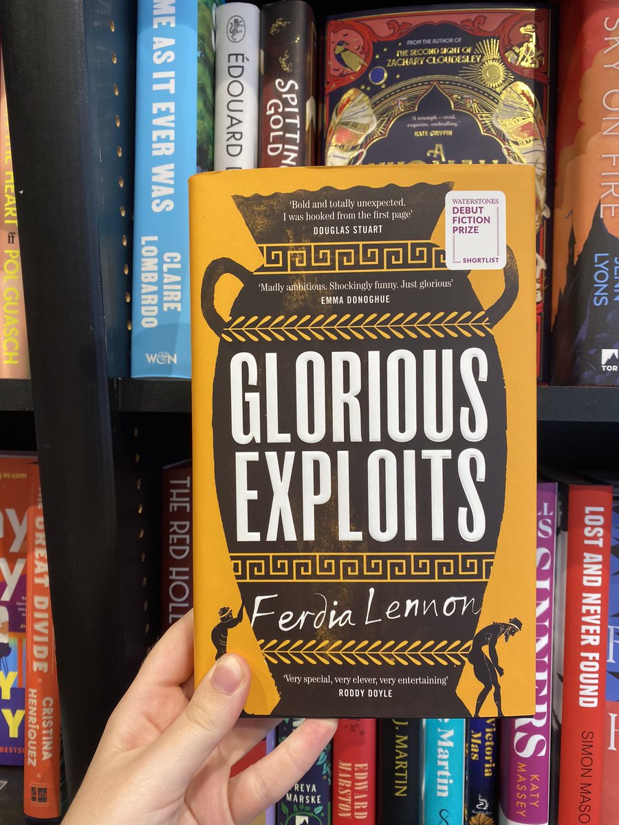 SUAWaterstones's tweet image. Congratulations to the winner of this year’s Waterstones Debut Fiction Prize Ferdia Lennon for Glorious Exploits!! This is a fantastically funny novel set in Sicily in 412BC as two unemployed potters try stage Euripides plays with captured Athenian soldiers as their cast 📚#WDFP