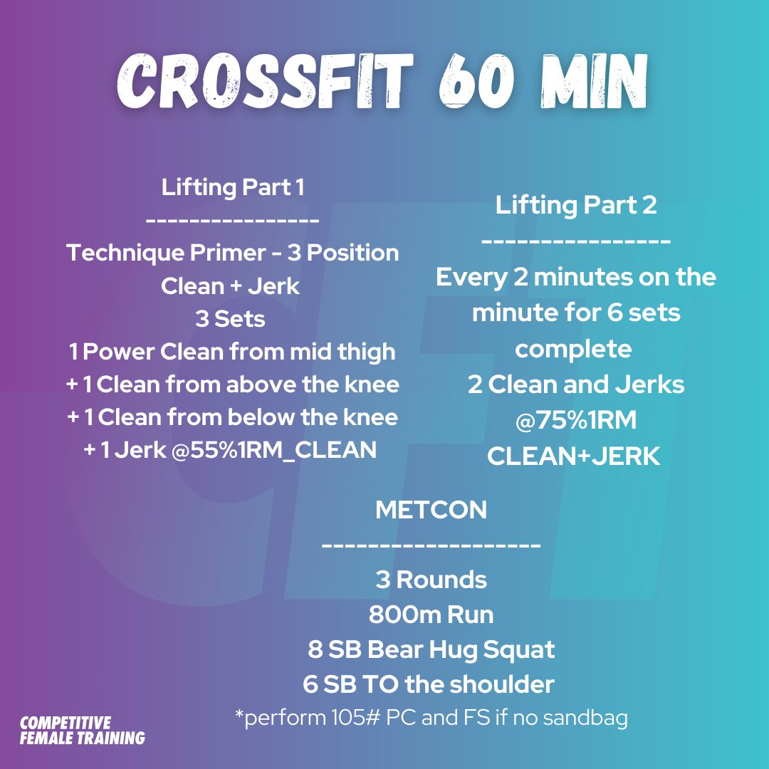compfemaletrng's tweet photo. This is what our CrossFit 60 Minute athletes get to do tomorrow! Want to join us? Head here - https://t.co/GQni79HaNG https://t.co/OJ9ggGSLNv