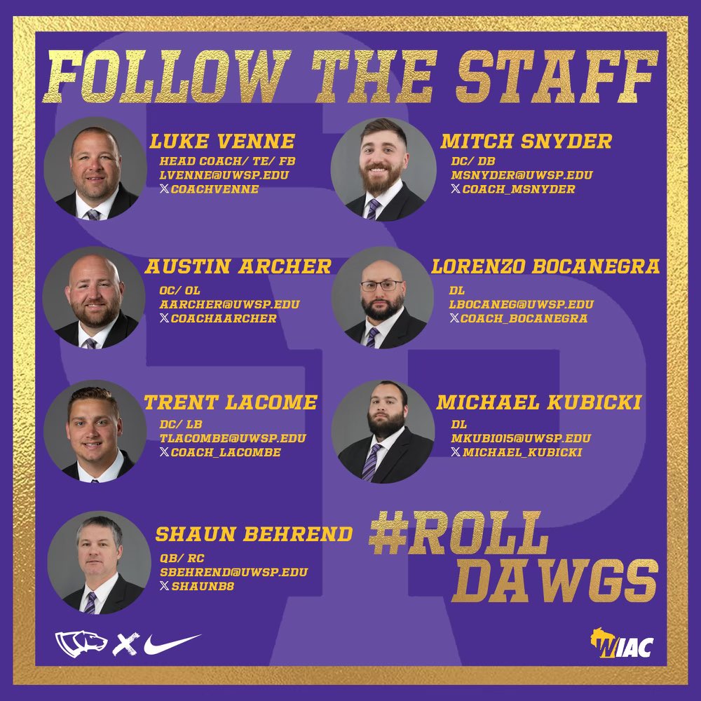 Make sure to follow our staff to keep up with all things Pointer Football!

#RollDawgs 
#PointersEverywhere