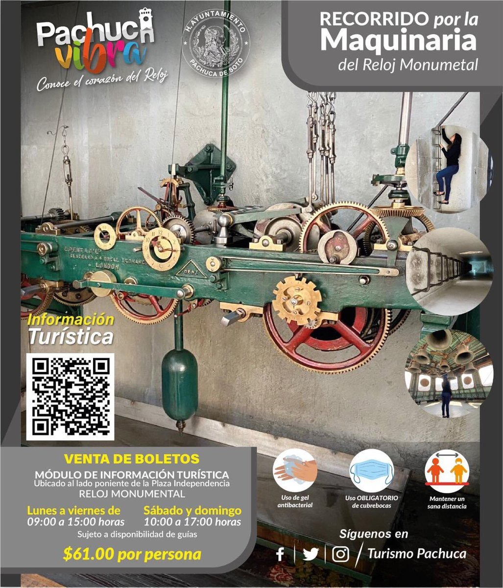 ¿Te preguntas como funciona la maquinaria del Reloj🕟?

Las dudas que tengas visítanos y despéjelas en los recorridos guiados que tenemos, visítanos con tu familia👨👩👦👦 y amigos.
TE ESPERAMOS
#Geositio
#RelojMonumentalDePachuca
#PachucaVibra
<a href="/sergiobanosr/">Sergio Baños Rubio</a> 
<a href="/RicardoRiveraB3/">Ricardo Rivera Barquín</a>