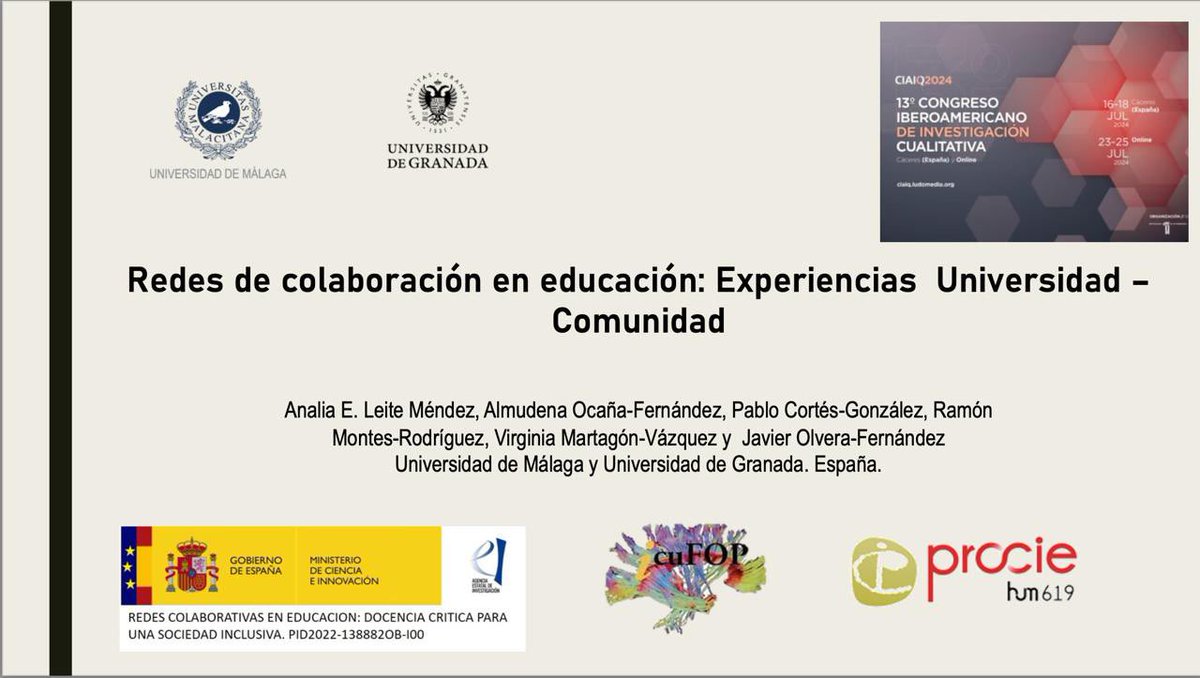 aocafer's tweet photo. En #CIAIQ2024, @icufop y @procie_hum619 dinamizando un panel sobre redes colaborativas. Hemos presentado @PedalabUGR, uno de los casos que forma parte del proyecto I+D #ReDoc. Gracias a los y las participantes por sus aportaciones. https://t.co/MiqDxGXqiT