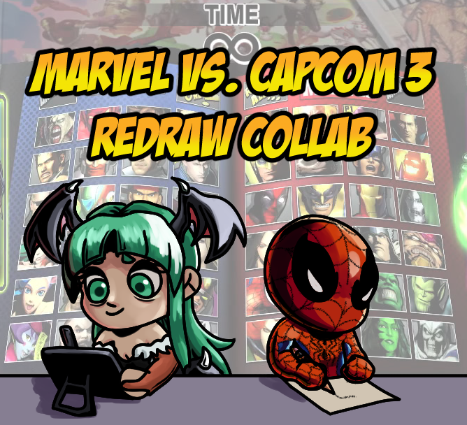 Chlorondria's tweet photo. After the success of our Redraw Marvel vs Capcom 2 collab, we will soon begin #RedrawMvC3! Please join the Discord server and check the spreadsheet as to what will be available and when you can claim a character to draw, all linked in the reply. https://t.co/ssjVSsXkqh