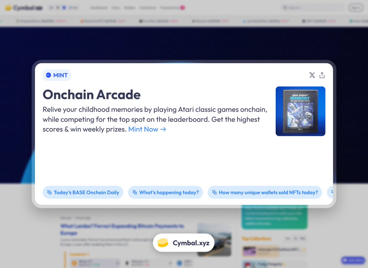 Onchain Content Network x <a href="/cymbalxyz/">Cymbal.xyz</a> 

Onchain Daily features now appear right on the Cymbal homepage

cymbal.xyz