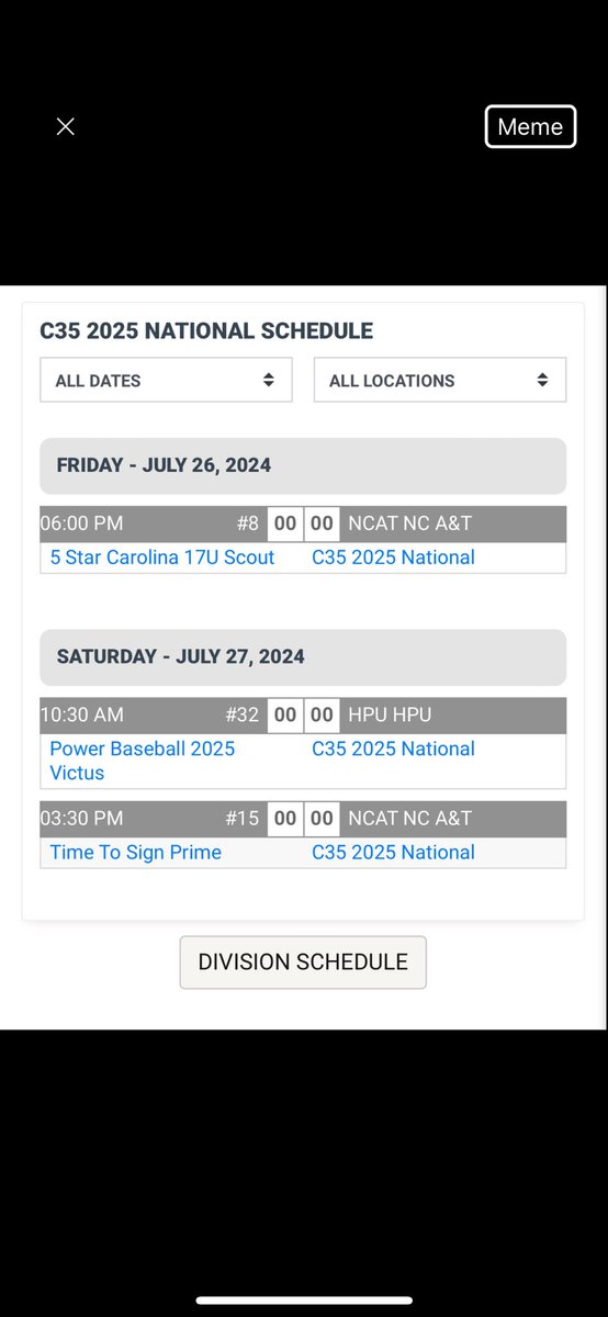 My schedule for this weekend in Greensboro @C35Baseball