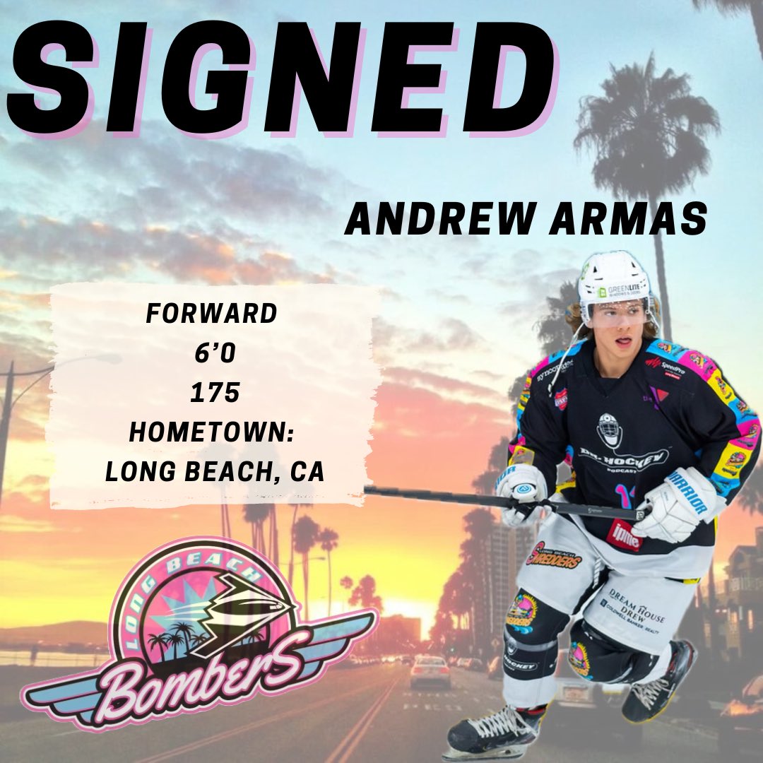 💣SIGNED💣

The Long Beach Bombers proudly welcome aboard forward, Andrew Armas for the 2024-2025 USPHL Premiere season.

“Drew is coming into this season with a year of juniors under his belt and seems to be hungry and ready to grow into a top tier player in this league.