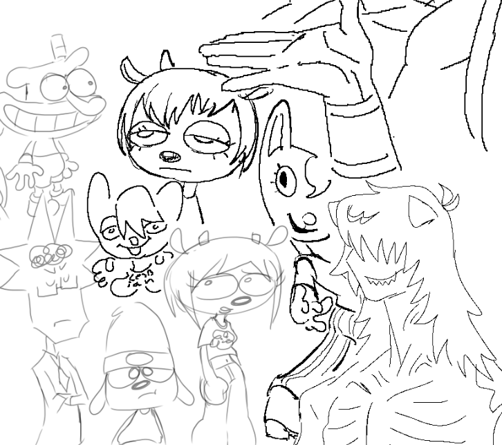 i really liked these um jammer lammy doodles i did but i had to sneak them between other peoples drawings so i also have to post those im sorry im stealing your art my friends 