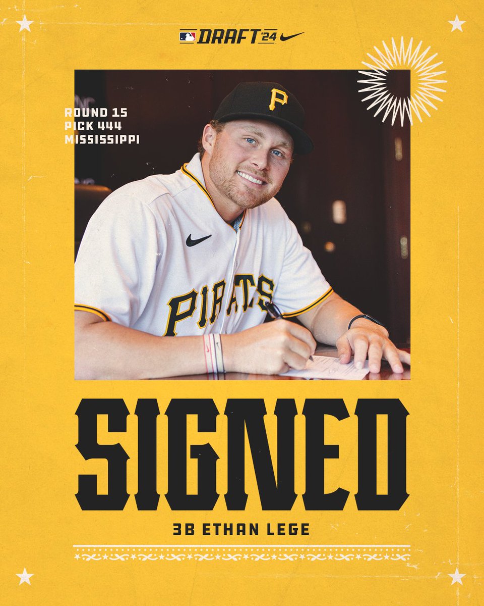 YoungBucsPIT's tweet photo. The @Pirates have signed 3B Ethan Lege, their 15th-round pick in the 2024 First-Year Player Draft.

Welcome to the family, Ethan! 👏 https://t.co/DsGURErq2s