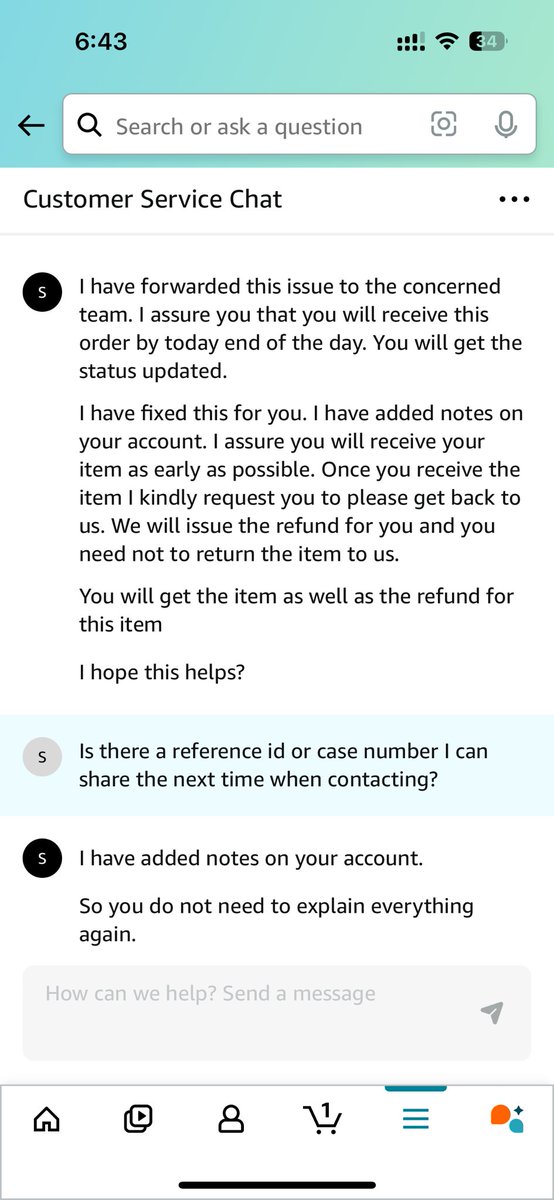 dev_sam_'s tweet photo. @AmazonHelp @amazon lied to me. My order got delayed and amazon promised me to issue a refund and keep the item as well. But when the item got delivered, no refund was issued. I tried contacting support multiple times, but they say the agent made false promise. We cannot honor it https://t.co/cvR9FVSsUR
