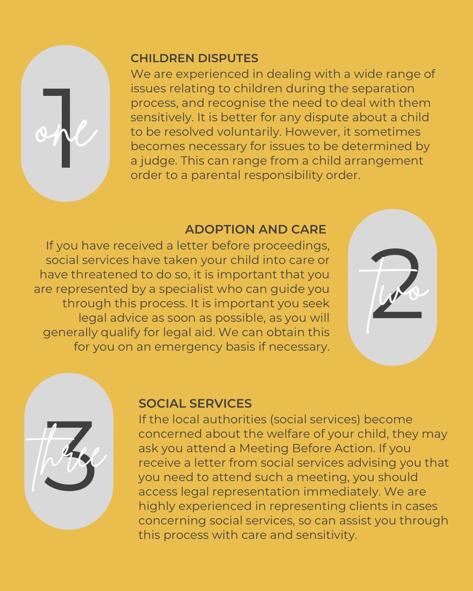A guide to how we can help with Children matters at Brighton &amp; Hove Law! Please get in contact if you have any questions at all, or see our website (link in bio): 

Phone: 01273 205805
email: advice@brightonandhovelaw.co.uk 

#familylaw #familylawyer #divorce #familycourt