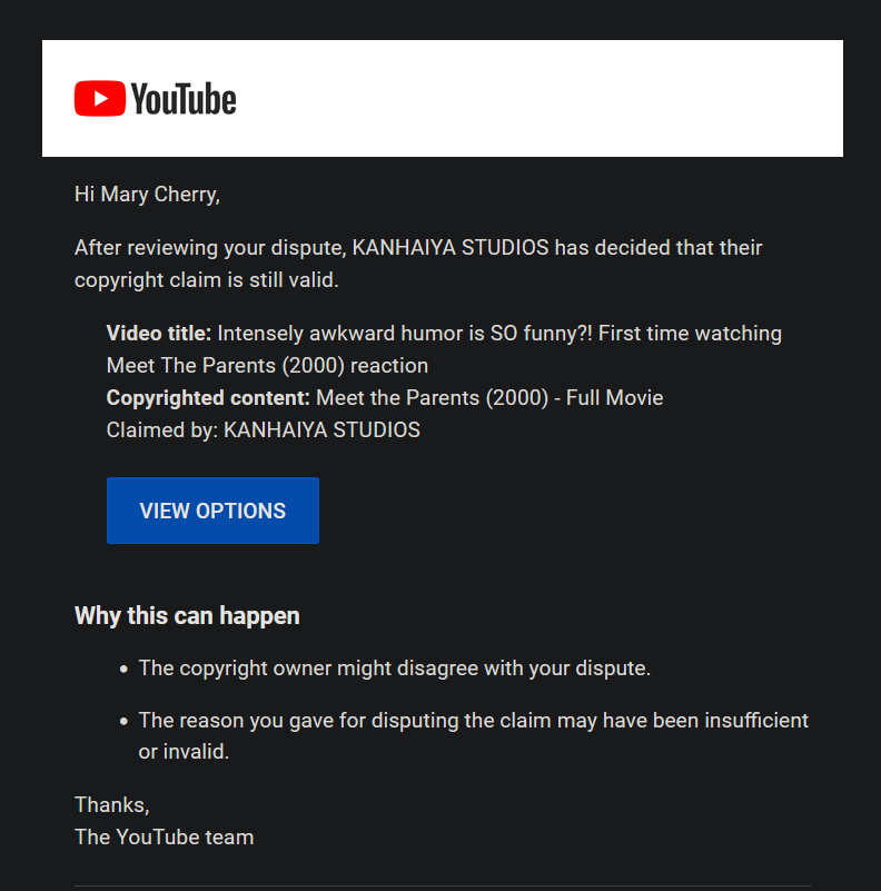 maryycherryy's tweet photo. We need to STOP these random studios from claiming monitization!! @TeamYouTube @YouTubeCreators this is happening so often. I disputed fair use and Meet the Parents is Universal Studios and Kanhaiya Studios is still claiming. RTs appreciated. https://t.co/3H6mC4Es9e