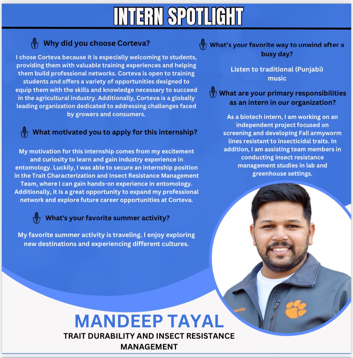 Happy #Nationalinternday to the all fellow interns and thanks <a href="/corteva/">Corteva Agriscience</a> for the opportunity to work with wonderful organization. Grateful and blessed 🙏🏻🥹 
#keepgrowing #InternDay #corteva