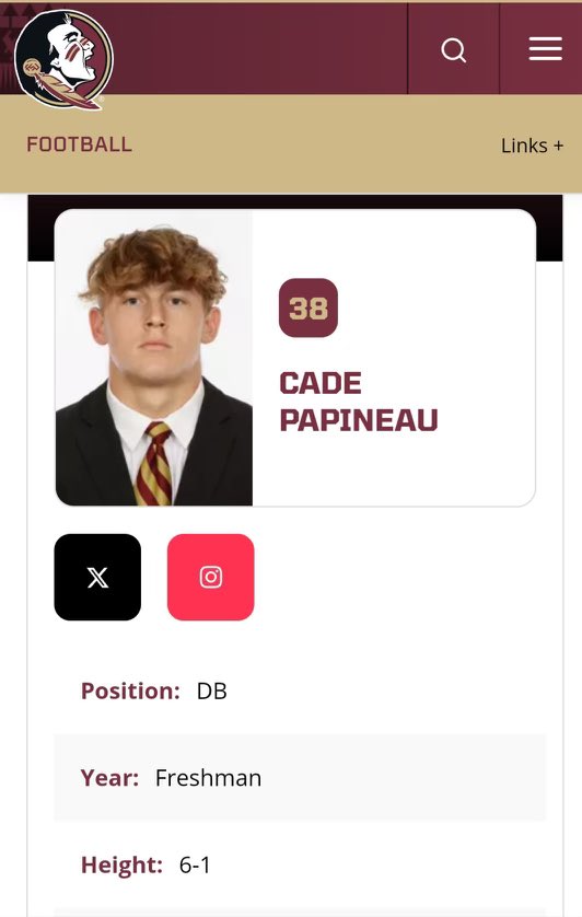 Congrats to <a href="/CadePapineau/">Cade Papineau</a> on joining the FSU football team. BIG TIME! Good luck brother!