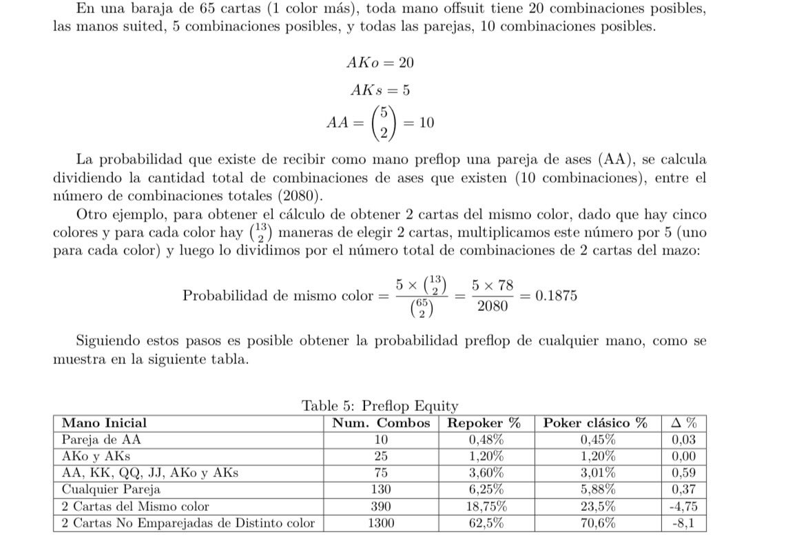 Cálculo de probabilidad de mano preflop en Repoker y Poker Clásico, sus diferencias y similitudes 
@the_5_elements
