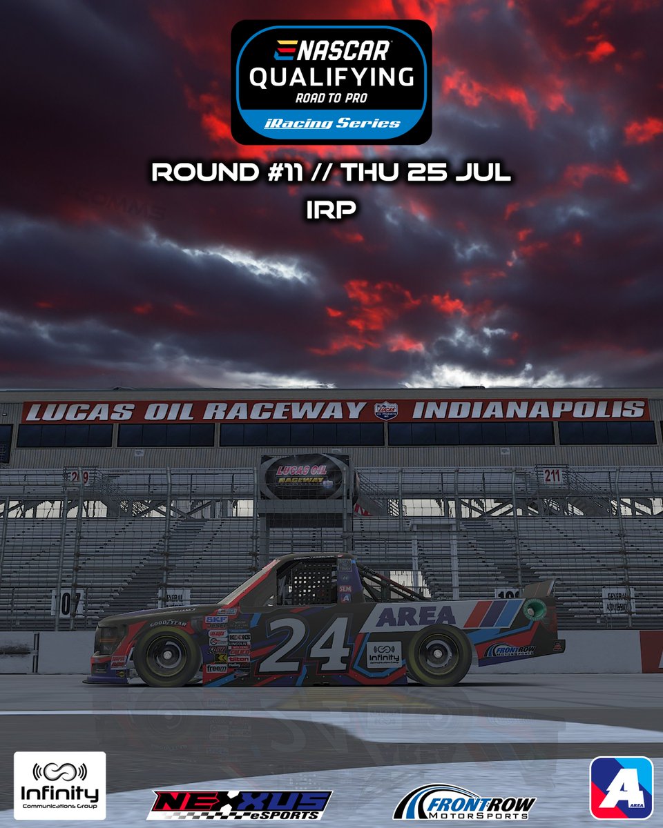 It's <a href="/ENASCARGG/">NASCAR Gaming and Esports</a> RTP race day! Happy about the pace, just need to hit my q lap and survive the carnage.

Thanks to <a href="/Nexxus_eSports/">Nexxus eSports</a>, and <a href="/AREAiRacing/">AREA iRacing</a> for the support, as well as <a href="/zakkerr_/">Zak Kerr</a> for the graphic.

Let's make it happen!