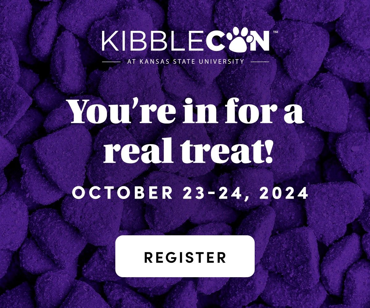 Registration for KibbleCon 2024 is now open. KibbleCon is a premier pet food event hosted by the pet food program at Kansas State University. View the event itinerary, plan your trip and register online at buff.ly/3KrNiXm 

@ksugrainsci