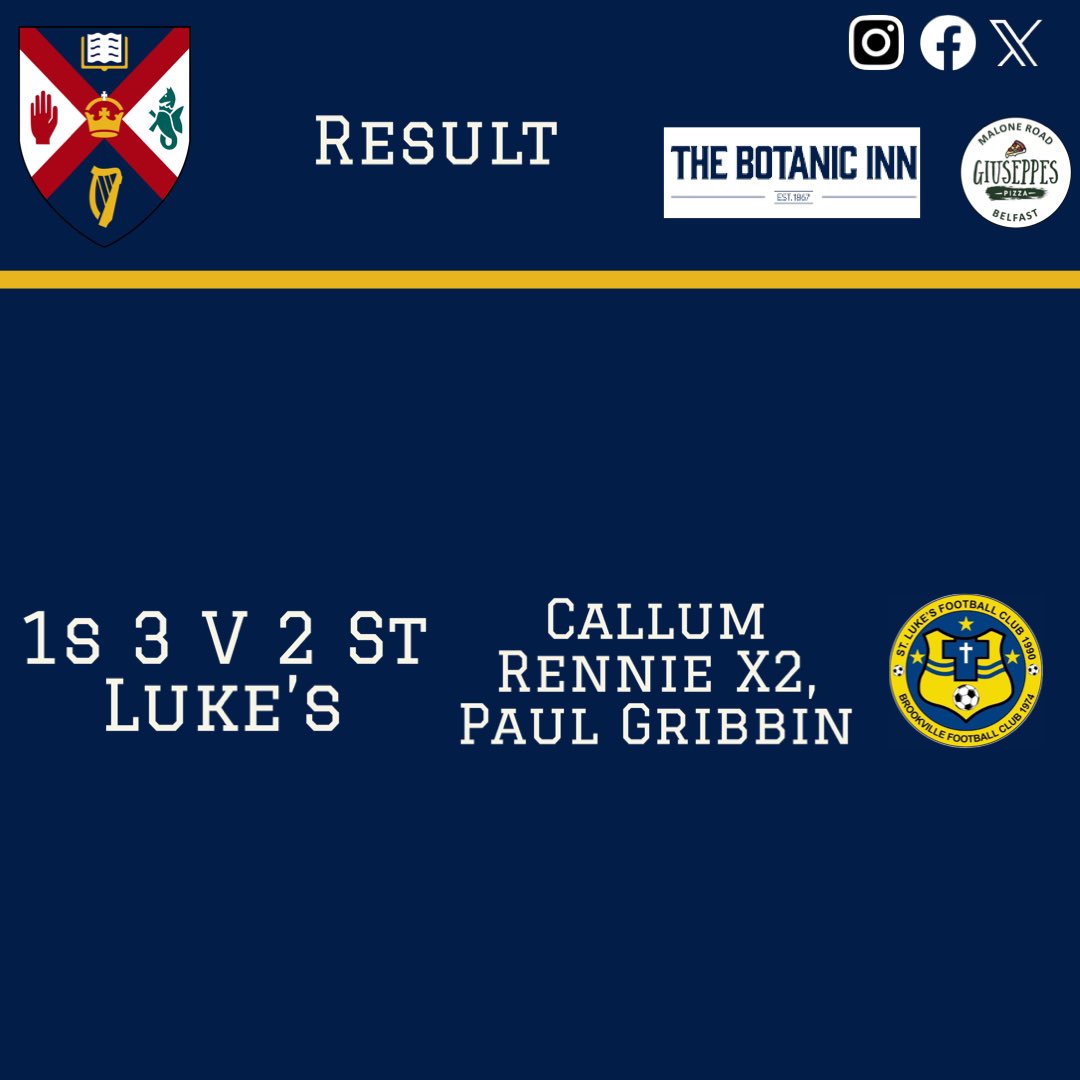 Queensgrads's tweet photo. Pre Season Result

1s 3 V 2 St Luke's

⚽️ Callum Rennie X2, Paul Gribbin

Thanks to @BotanicInn for their continued support and good luck to St Luke’s for the season. https://t.co/4EZTis3OEL