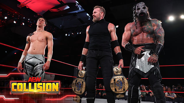 Fun fact

Last Saturday, AEW simultaneously crowned the youngest &amp; oldest Trios Champions

Nick Wayne - 19 y/o
Killswitch - 65 million y/o

#AEW #AEWCollision