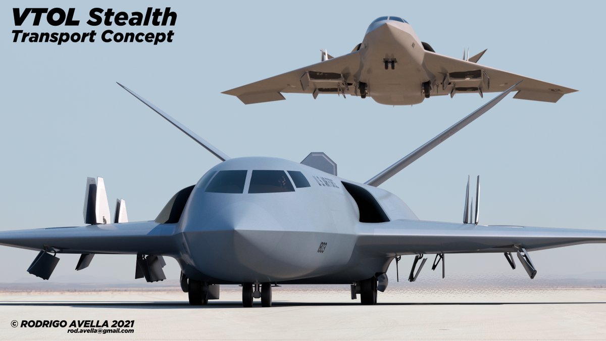 rodrigoavella's tweet photo. VTOL Stealth Transport Stealth high-speed vertical take-off and landing aircraft concept, for special operations transport.
https://t.co/wVwLpBMhZ4
#specialforces #vtol #vtolaircraft #stealth #concept #conceptaircraft #airforce #usaf #navy #fighterjet #jet #sixthgeneration https://t.co/o5p3HRXoeQ