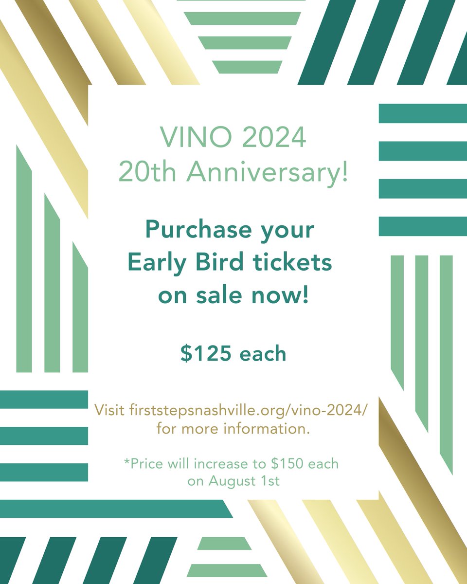 FirstStepsNash's tweet image. We ask that you join us in celebrating children with special needs on Thursday, September 12th at the 20th Anniversary Vino fundraising event. Purchase tickets at firststepsinc.wufoo.com/forms/vino-202…