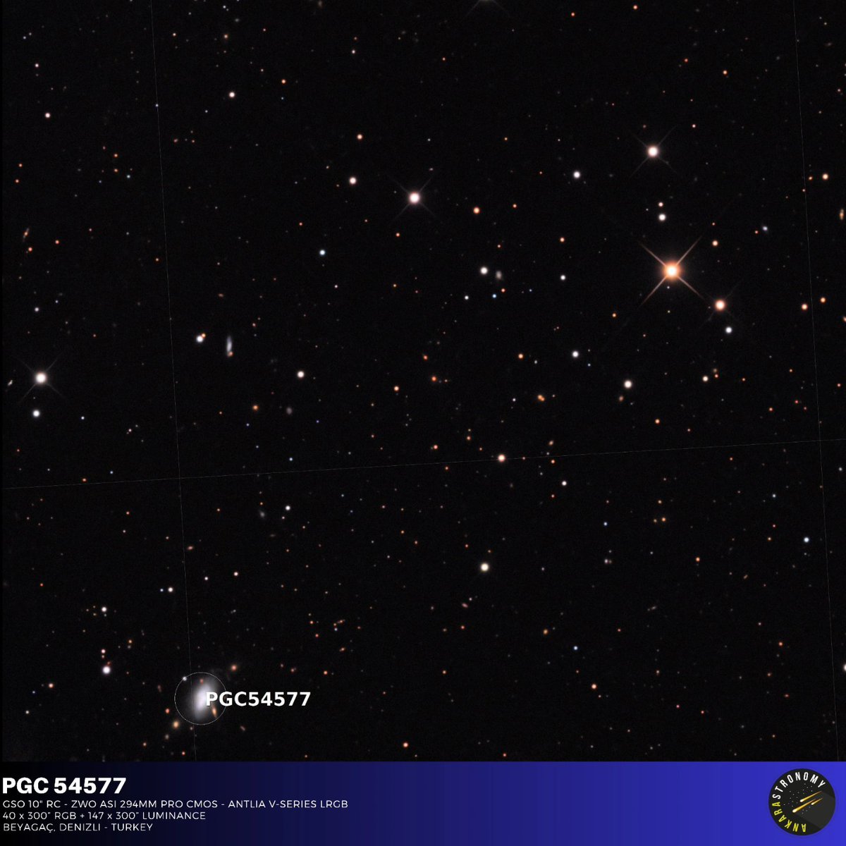 50 milyon ışık yılı uzaktaki NGC 5907-Splinter Gökadası'nın Denizli Beyağaç'tan 10 inçlik RC tipi teleskopla yaklaşık 21 saat süren pozlama sonucu elde edilen görüntüsü. Teleskoplar işte bu yüzden birer zaman makinesidir. EXIF ve Galeri : instagram.com/murat.sana