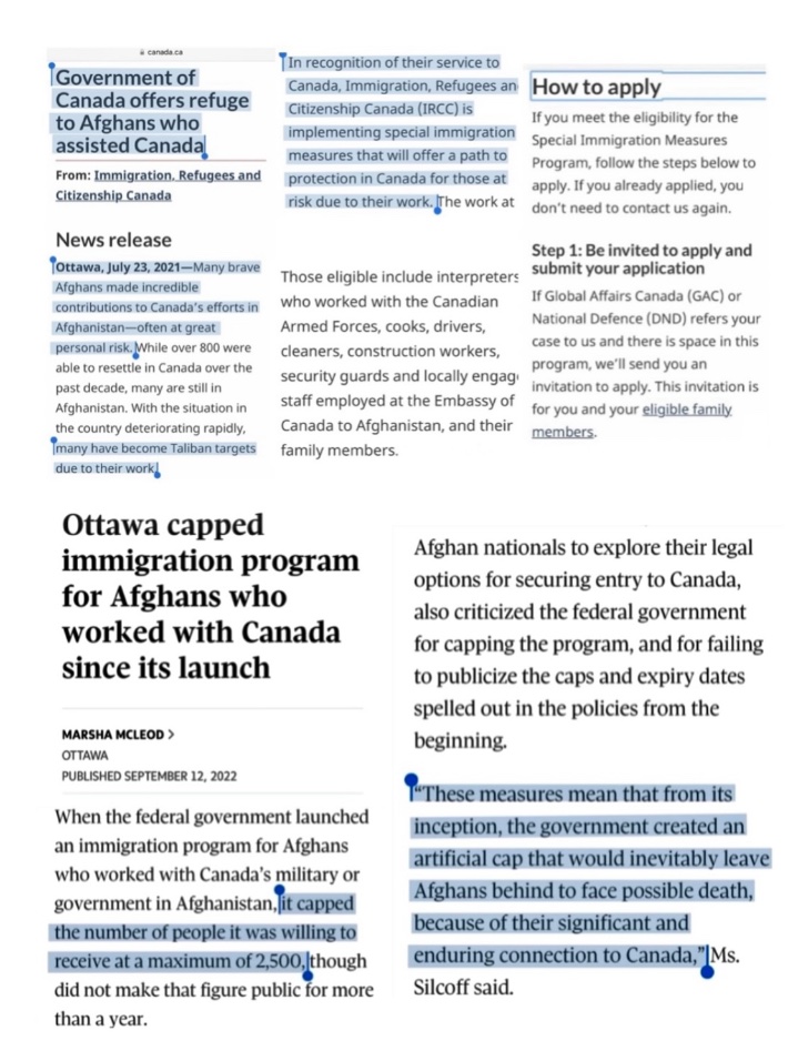 Talopiazo's tweet photo. When @CitimmCanada announced Special Measures for Afghans(SIM)it was for Afghans who assisted🇨🇦who are at risk due to their work👉in recognition to THEIR service to🇨🇦it did NOT say referrals of high profiles close to @JustinTrudeau without service or a connection to🇨🇦 https://t.co/oYYdQCD2fo