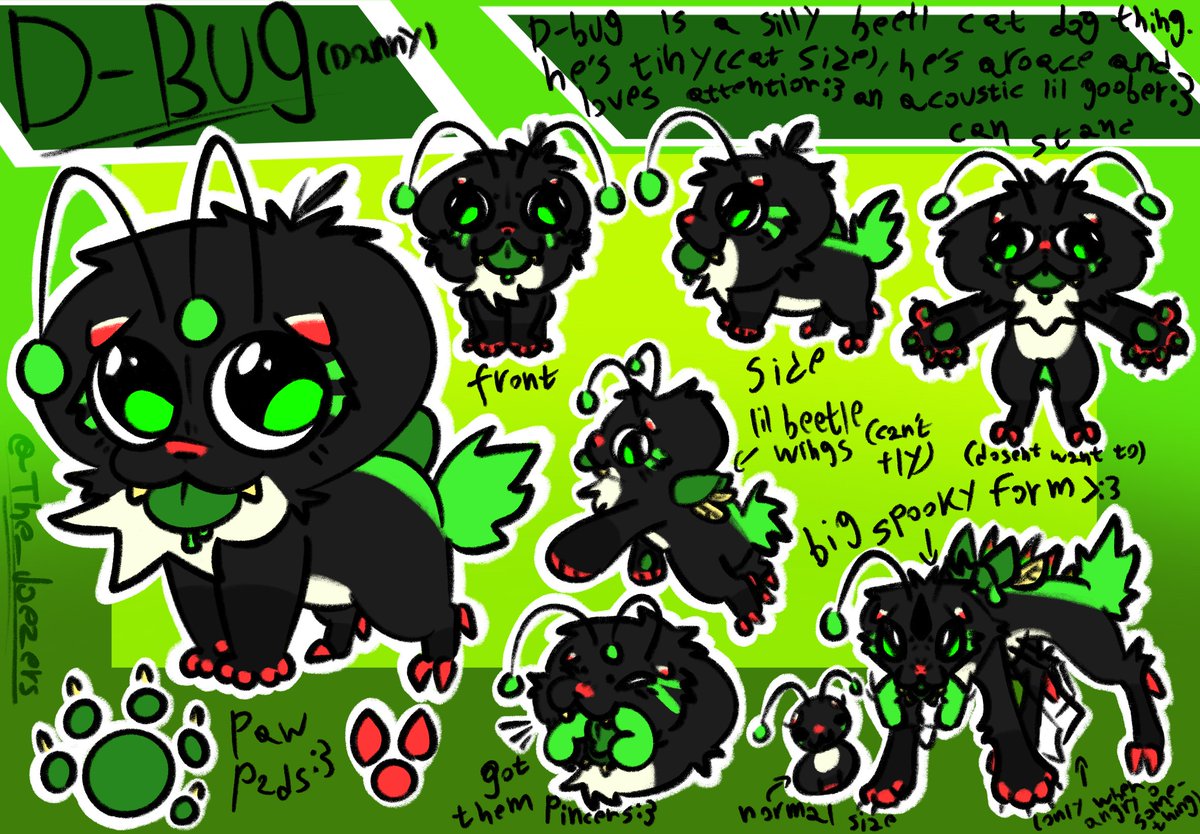 The_Joezers's tweet photo. I was bored so I decided to make a ref sheet to my silly lil oc D_bug because I use him a lot so hu yo can draw him now if you wAnna idk :3 (I’ll probably make a better ref one day)

#oc #ocart #art #drawing #silly #refsheet #newrefsheet https://t.co/e7SA2tf7p8